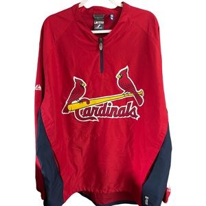 MAJESTIC Mens Size 2 X-Large  St. Louis Cardinals Windbreaker 1/4 Zip Red
